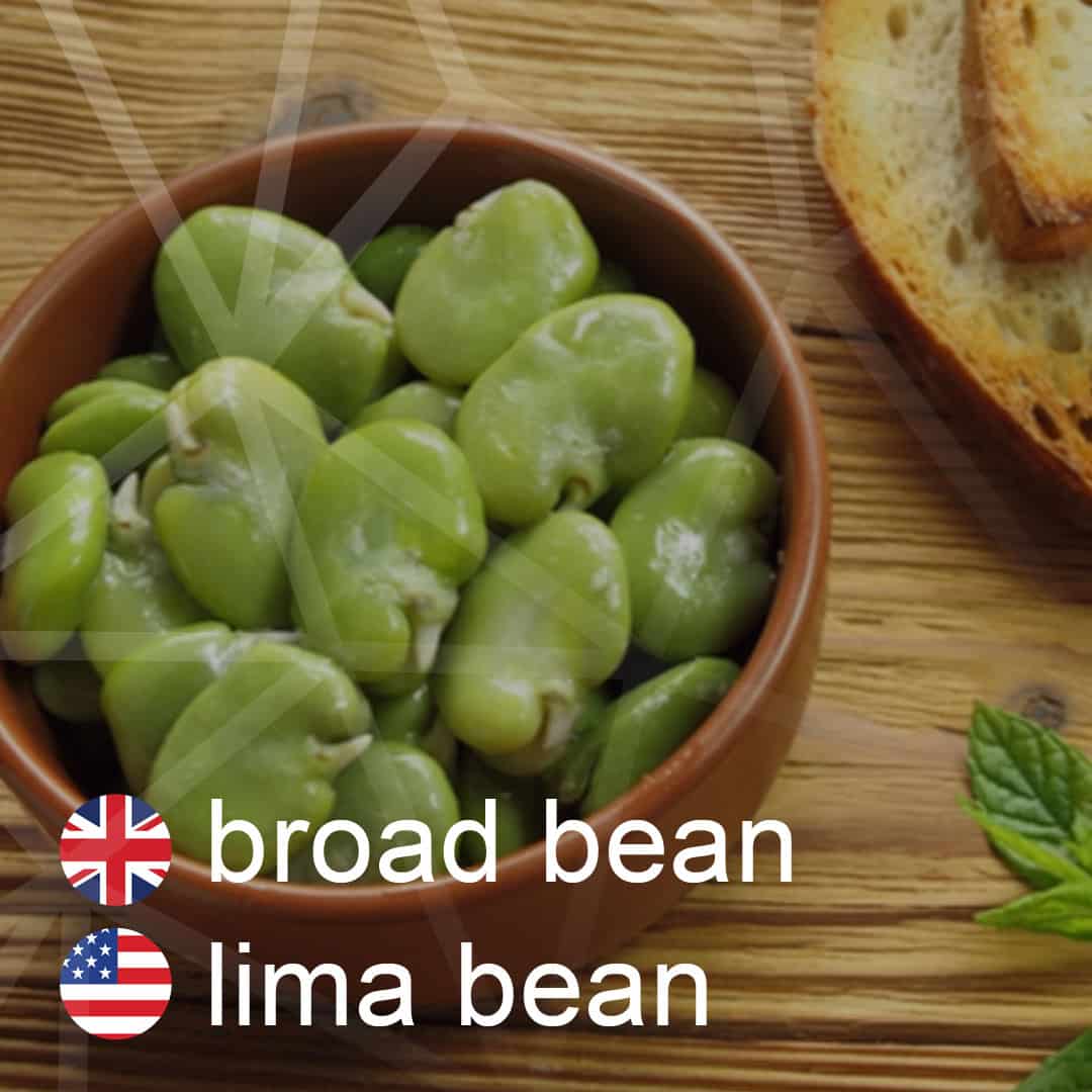 Britská a americká angličtina: broad-bean - lima - bob