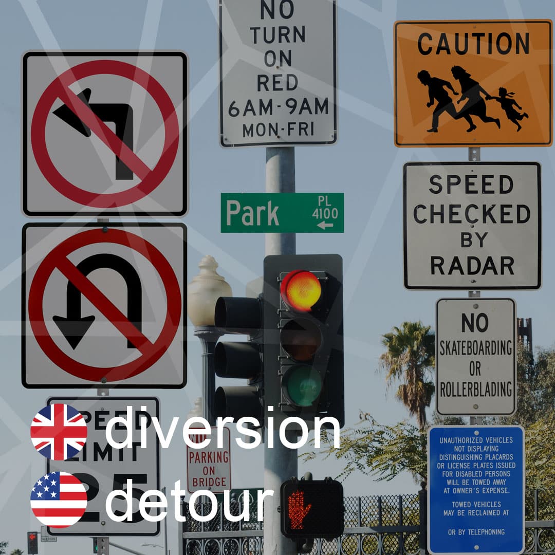 Britská a americká angličtina: diversion - detour - obchadzka
