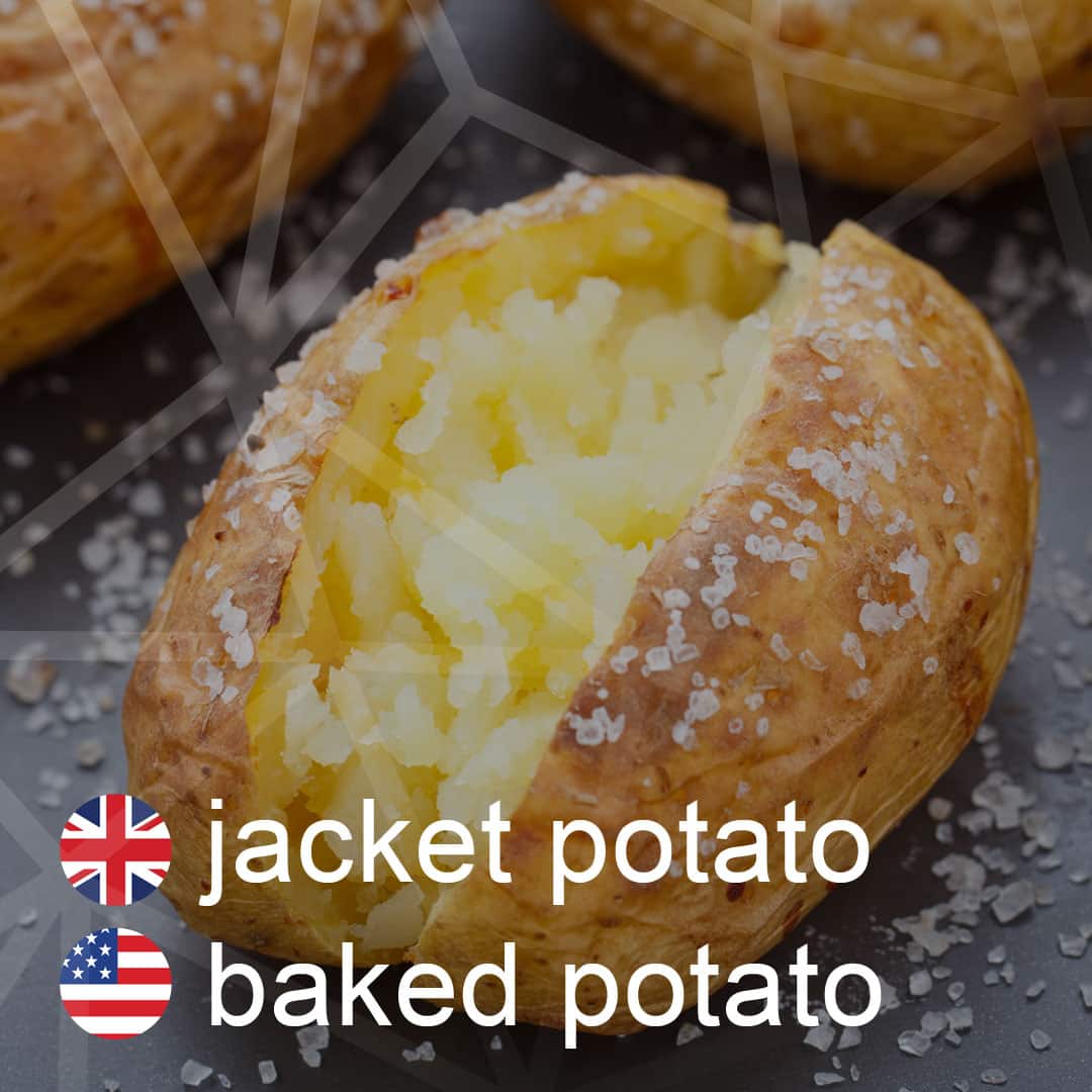 Britská a americká angličtina: jacket-potato - baked-potato - peceny-zemiak