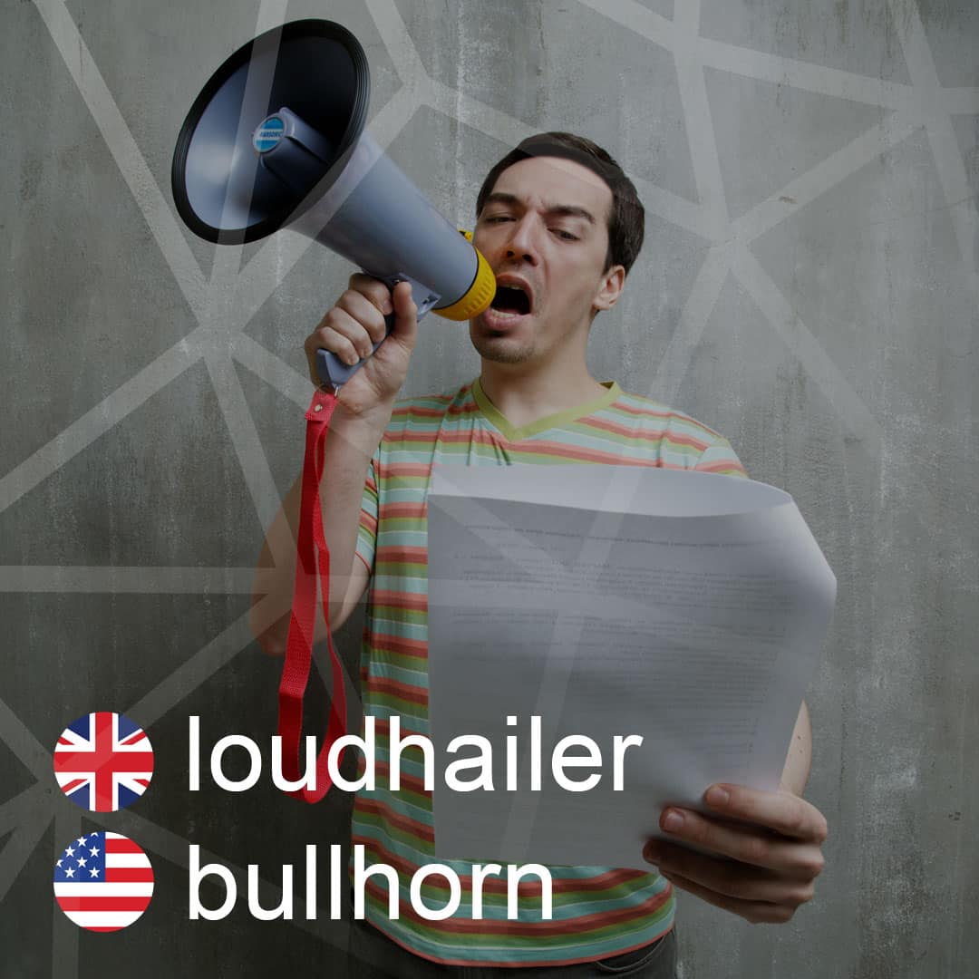 Britská a americká angličtina: loudhailer - bullhorn - megafon