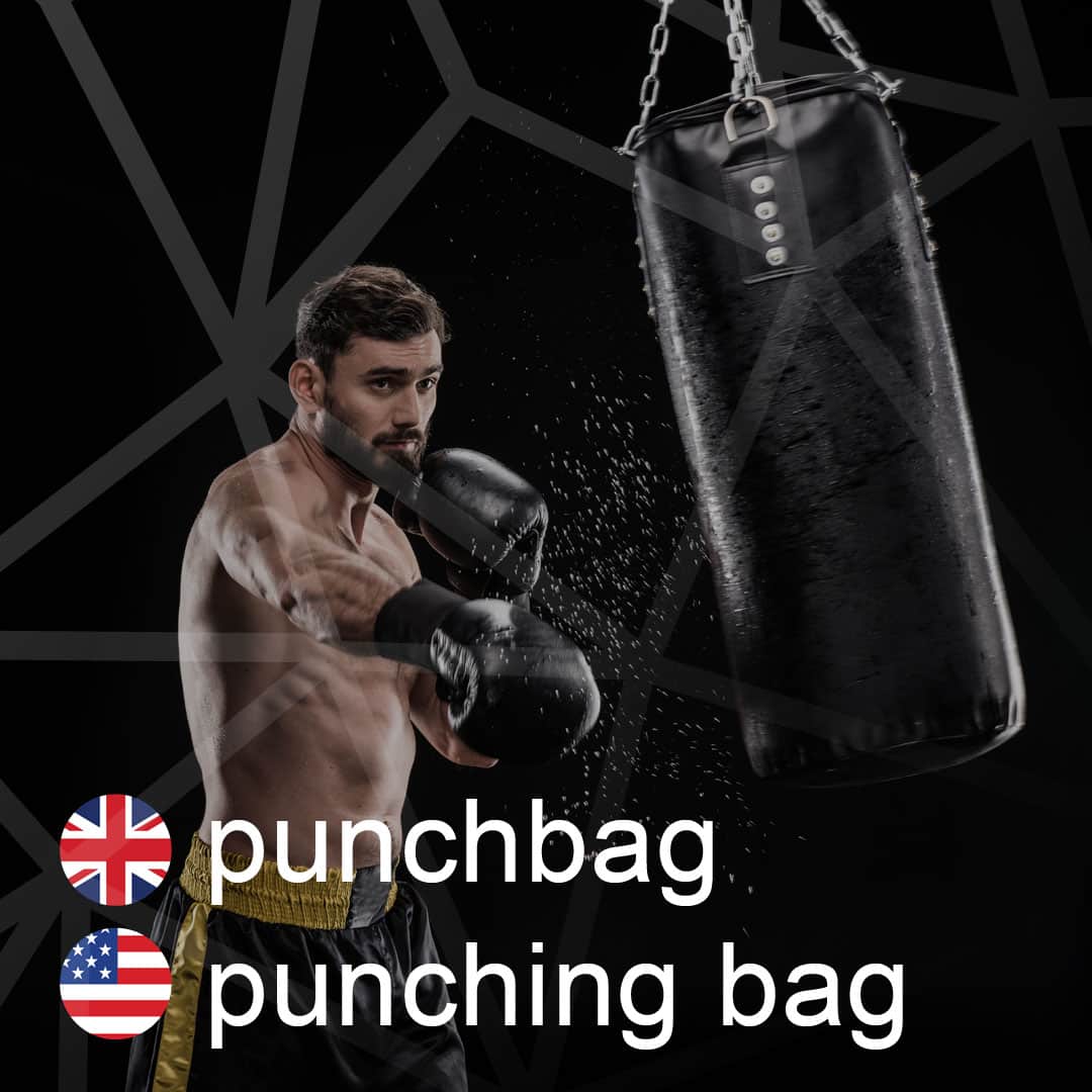 Britská a americká angličtina: punchbag - punching-bag - boxovacie-vrece