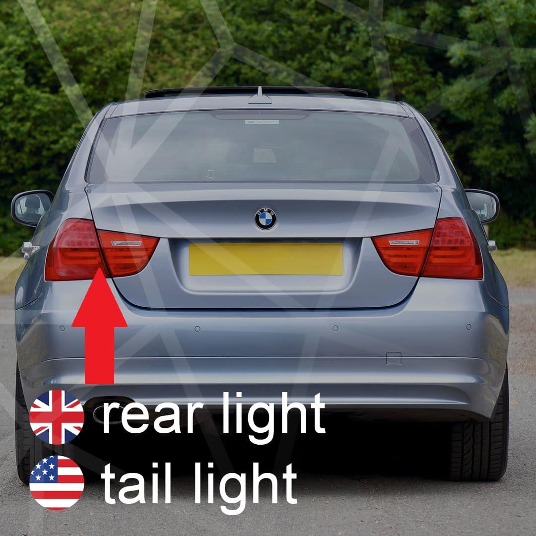 Britská a americká angličtina: rear-light - tail-light - zadne-svetlo