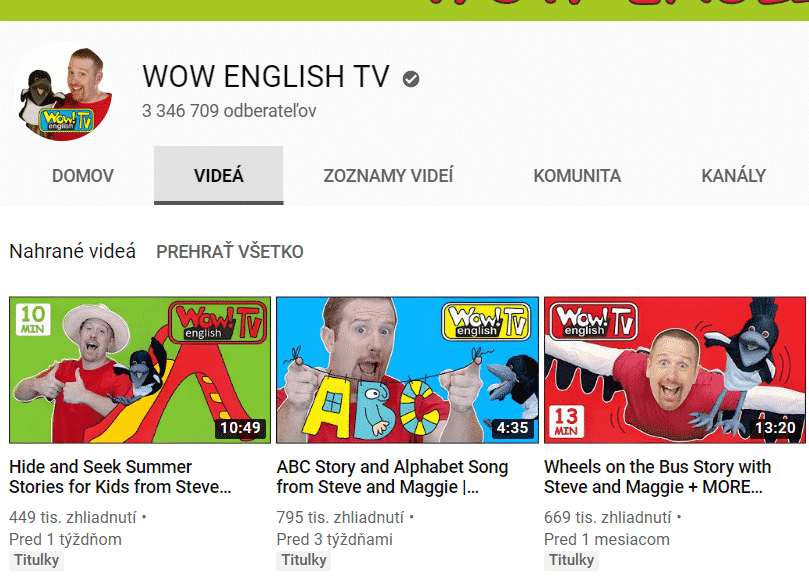Wow English TV - Angličtina pre deti youtube